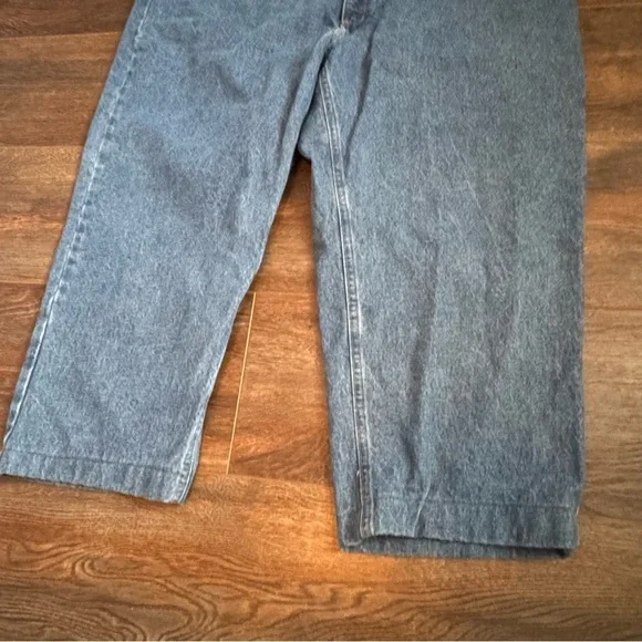 Carhartt Men’s Blue Denim Jorts Pants Size 50x25  Straight 07 Leather Patch - Picture 2 of 4